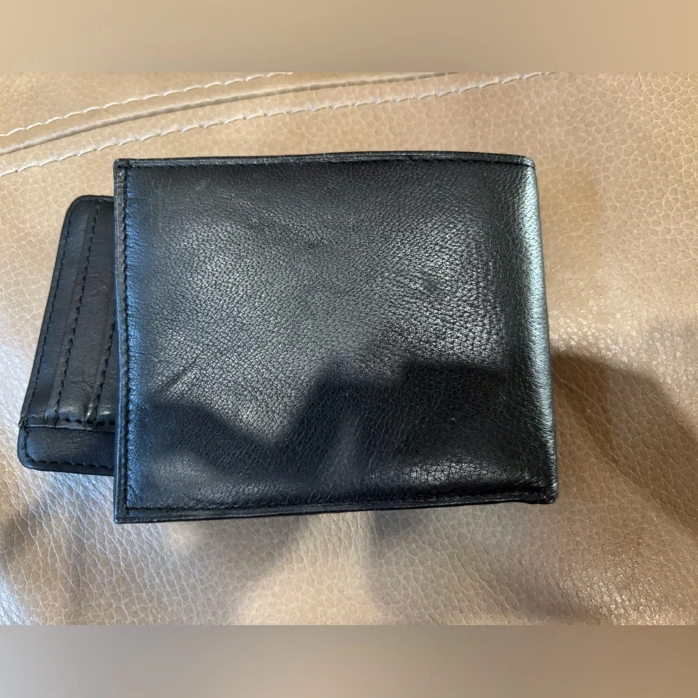 Genuine leather Black Wallet Set